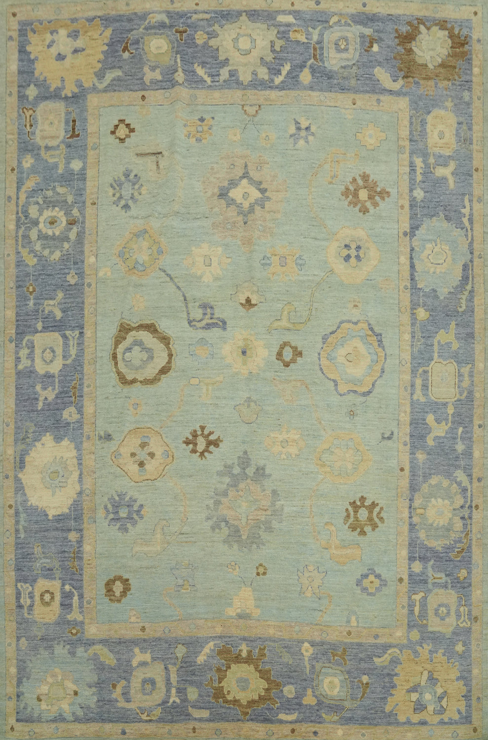 Vegetable Dye Wool Oushak Turkish Area Rug 9x12
