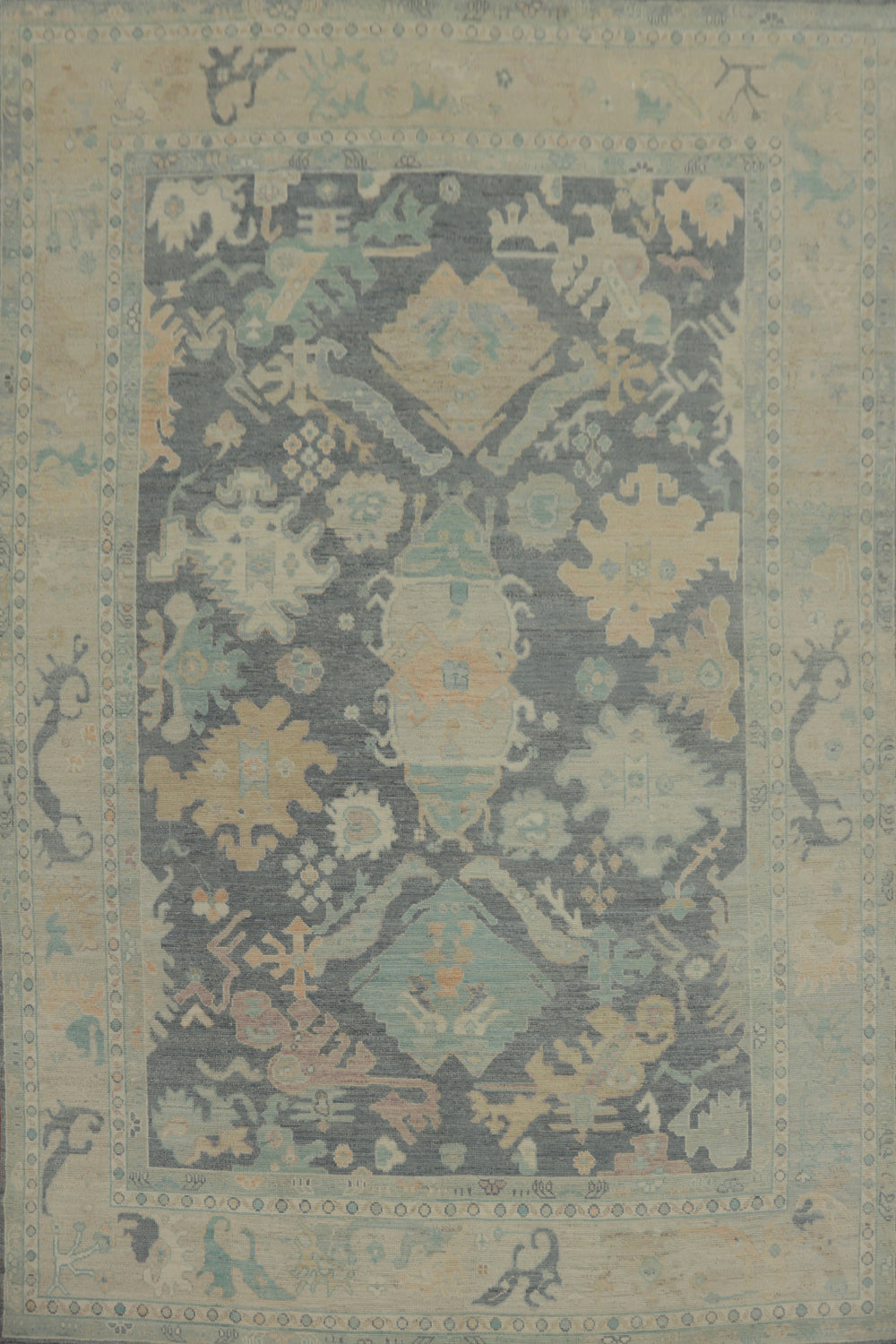Handmade Gray Oushak Vegetable Dye Area Rug 9x12