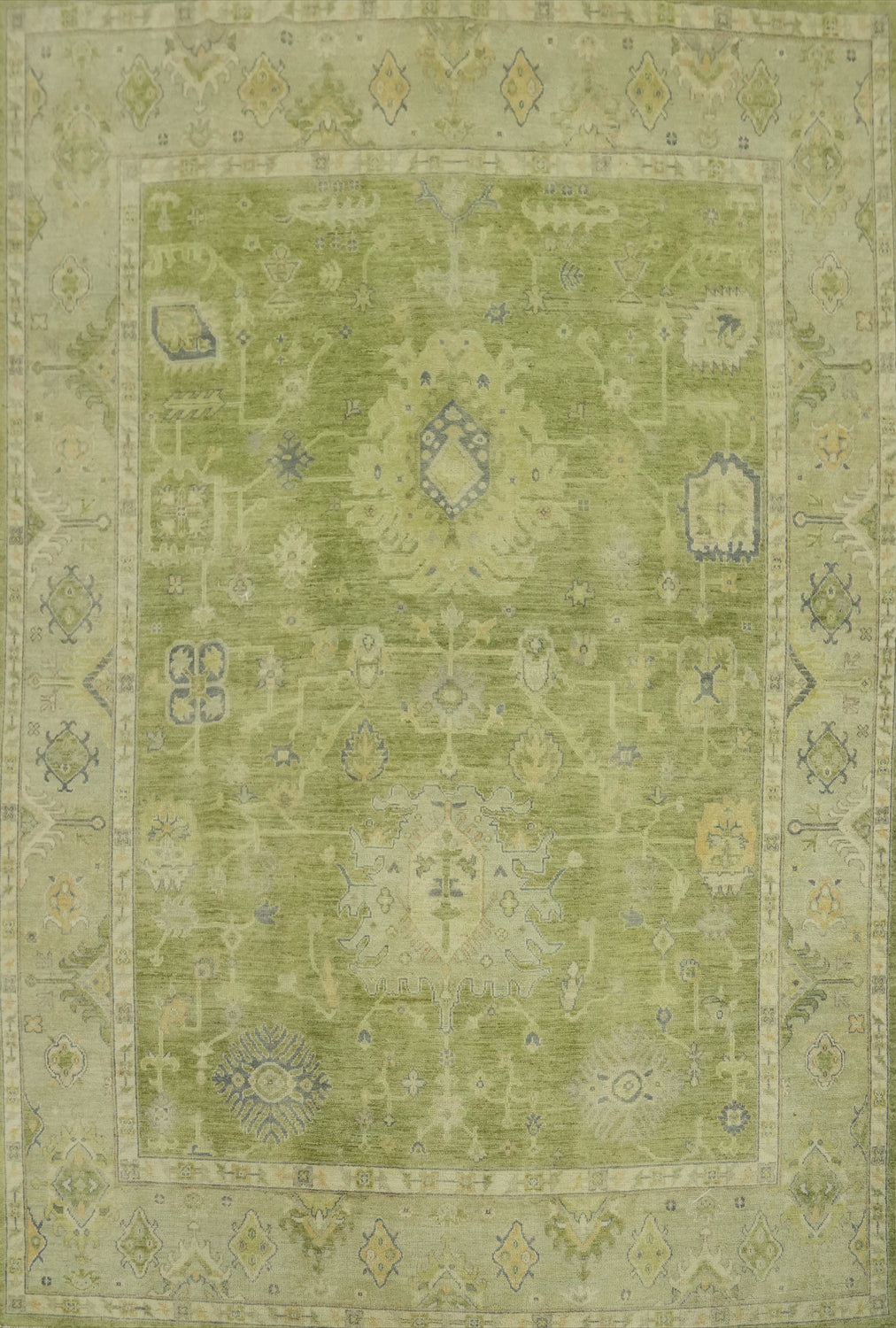 Handmade Green Oushak Vegetable Dye Area Rug 8x10