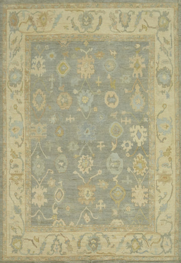 Vegetable Dye Gray Oushak Turkish Large Rug 10x14