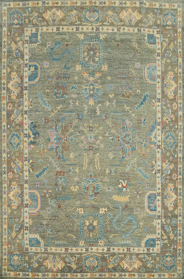 Handmade Gray Oushak Vegetable Dye Area Rug 9x12
