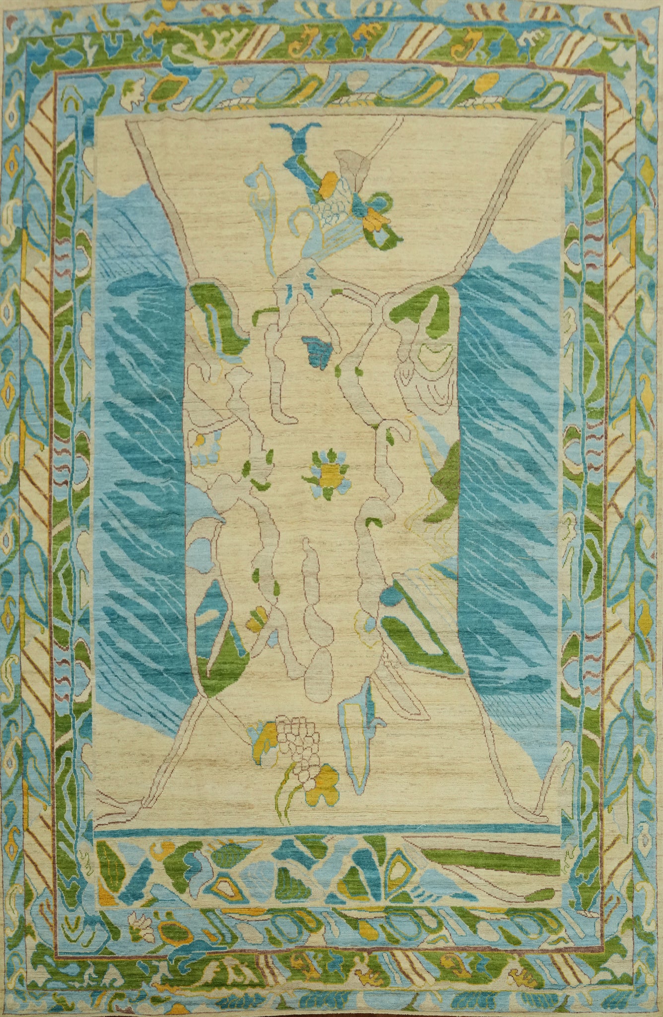 Vegetable Dye Wool Oushak Turkish Area Rug 9x12