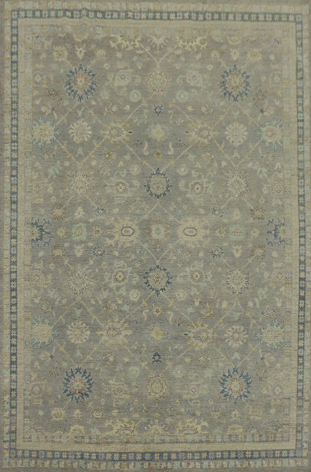 Handmade Gray Oushak Vegetable Dye Area Rug 9x12