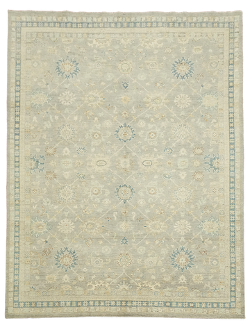 Handmade Gray Oushak Vegetable Dye Area Rug 9x12