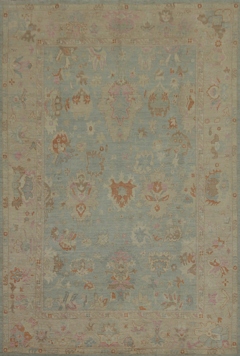 Handmade Wool Oushak Vegetable Dye Large Rug 10x14