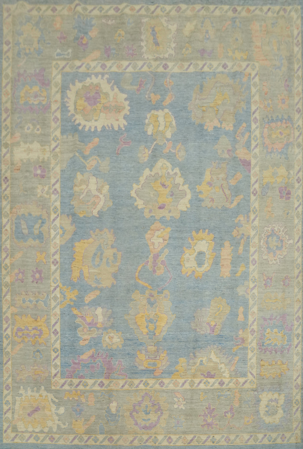 Vegetable Dye Blue Oushak Turkish Area Rug 8x10