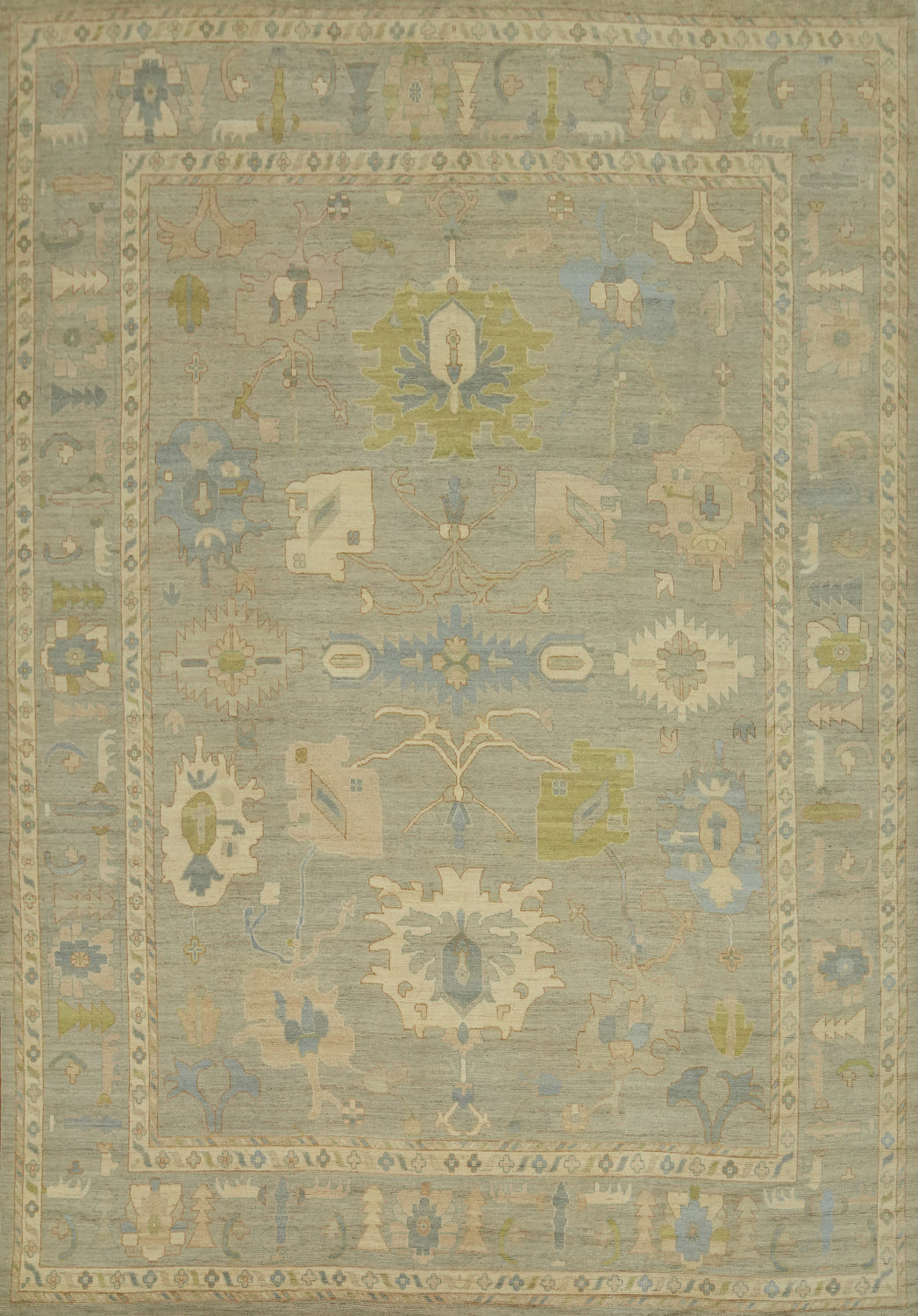 Vegetable Dye Wool Oushak Turkish Large Rug 12x15