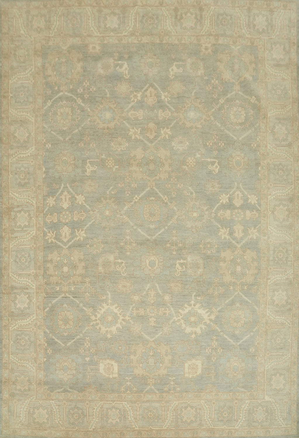 Vegetable Dye Wool Oushak Turkish Area Rug 9x12