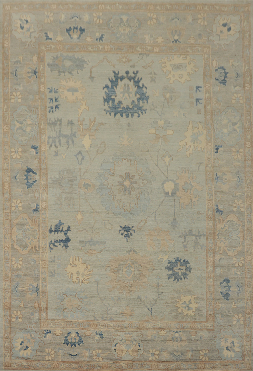 Vegetable Dye Wool Oushak Turkish Area Rug 9x12