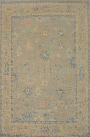 Vegetable Dye Wool Oushak Turkish Area Rug 9x12