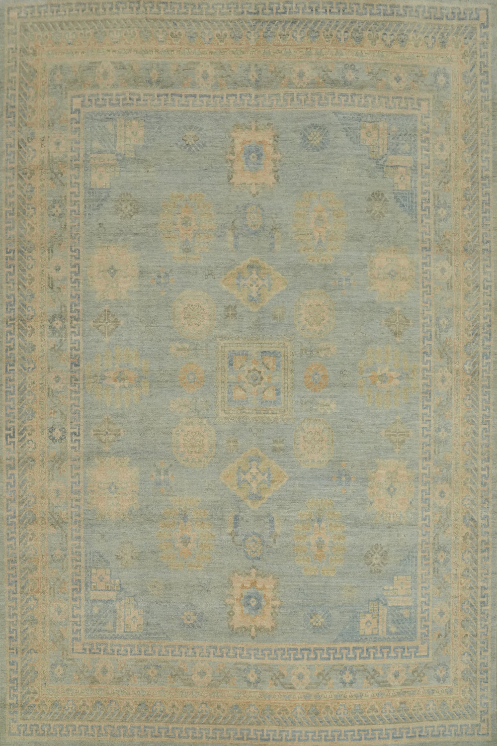 Vegetable Dye Blue Oushak Turkish Area Rug 8x11