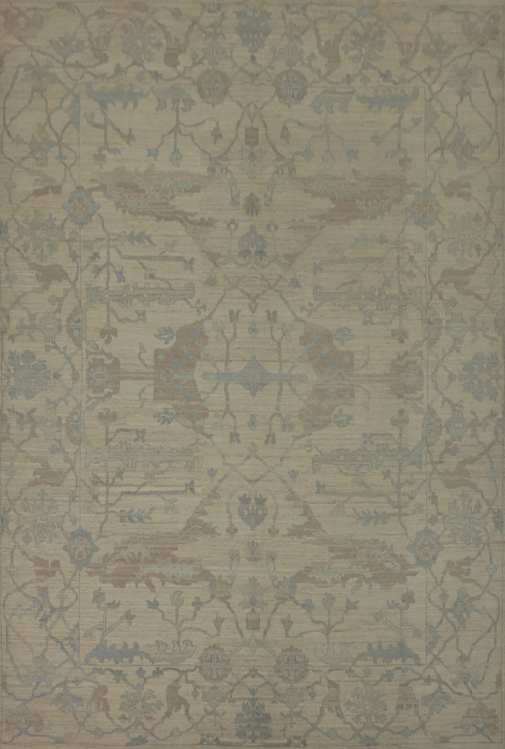 Earth Tone Wool Oushak Vegetable Dye Large Rug 10x14