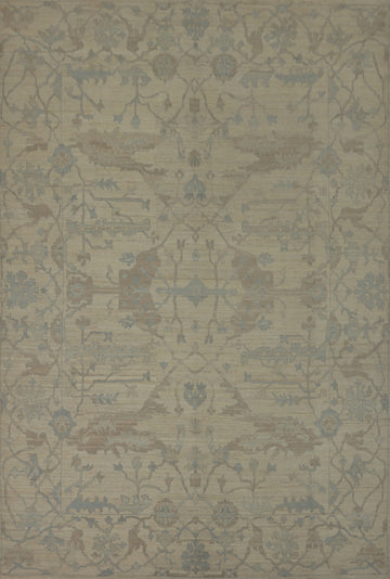 Earth Tone Wool Oushak Vegetable Dye Large Rug 10x14