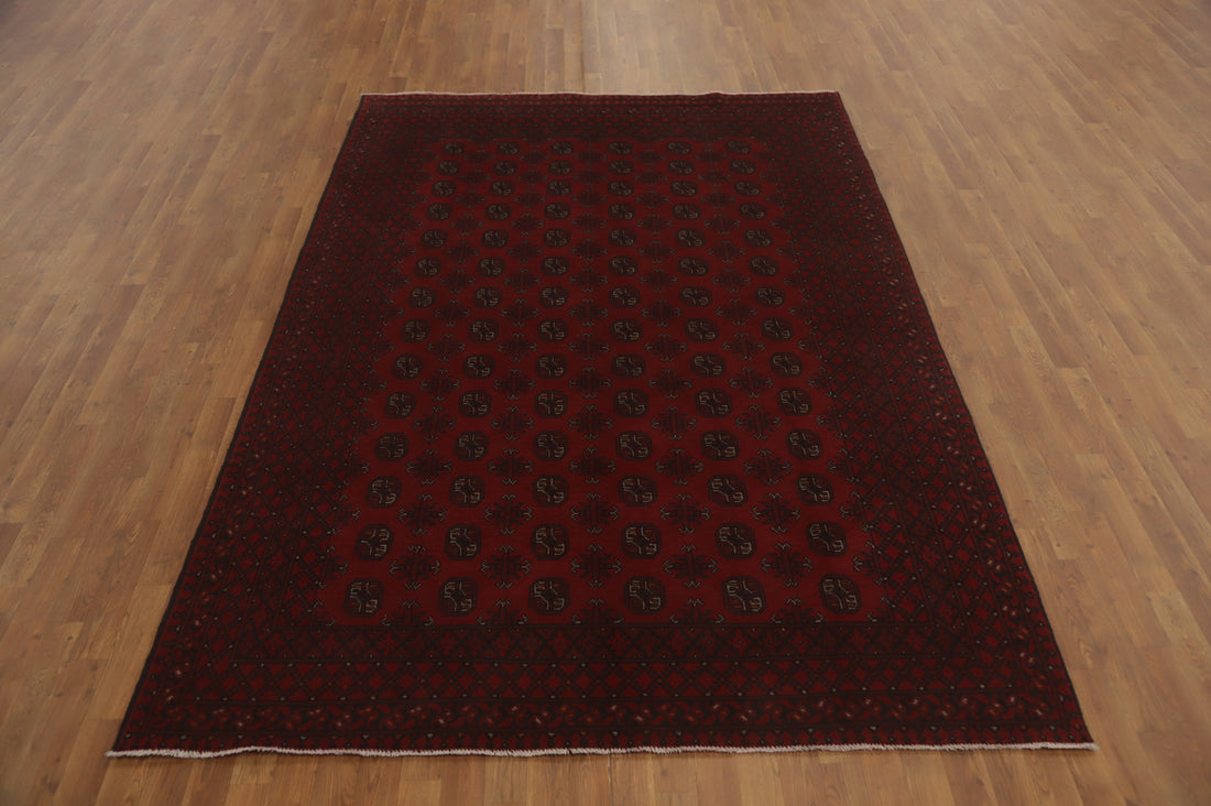 Geometric Red Balouch Afghan Area Rug 7x10