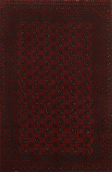 Geometric Red Balouch Afghan Area Rug 7x10