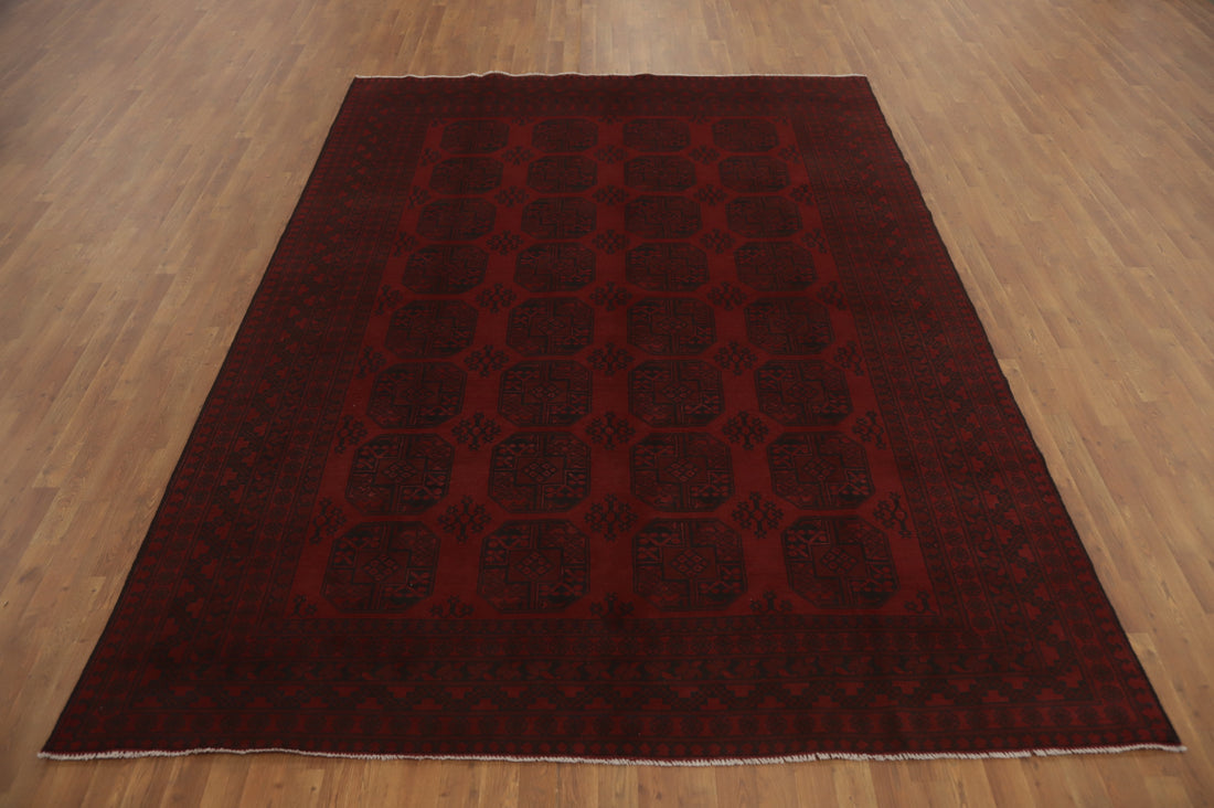 Elephant Foot Red Balouch Afghan Area Rug 8x11