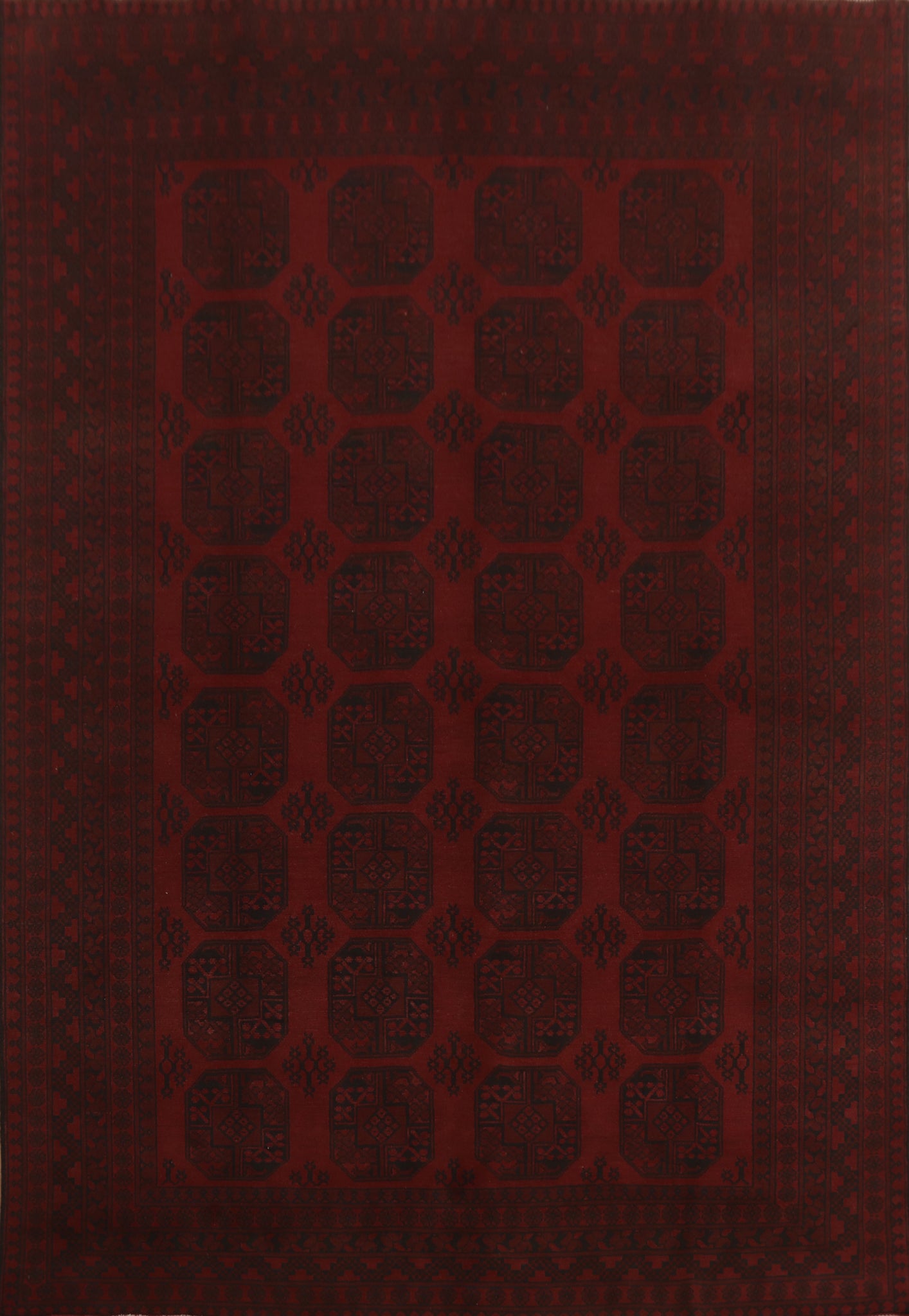 Elephant Foot Red Balouch Afghan Area Rug 8x11