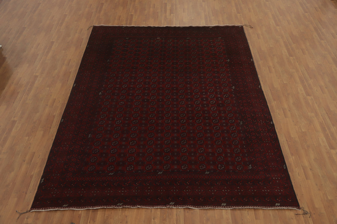 All-Over Geometric Red Balouch Afghan Area Rug 10x13