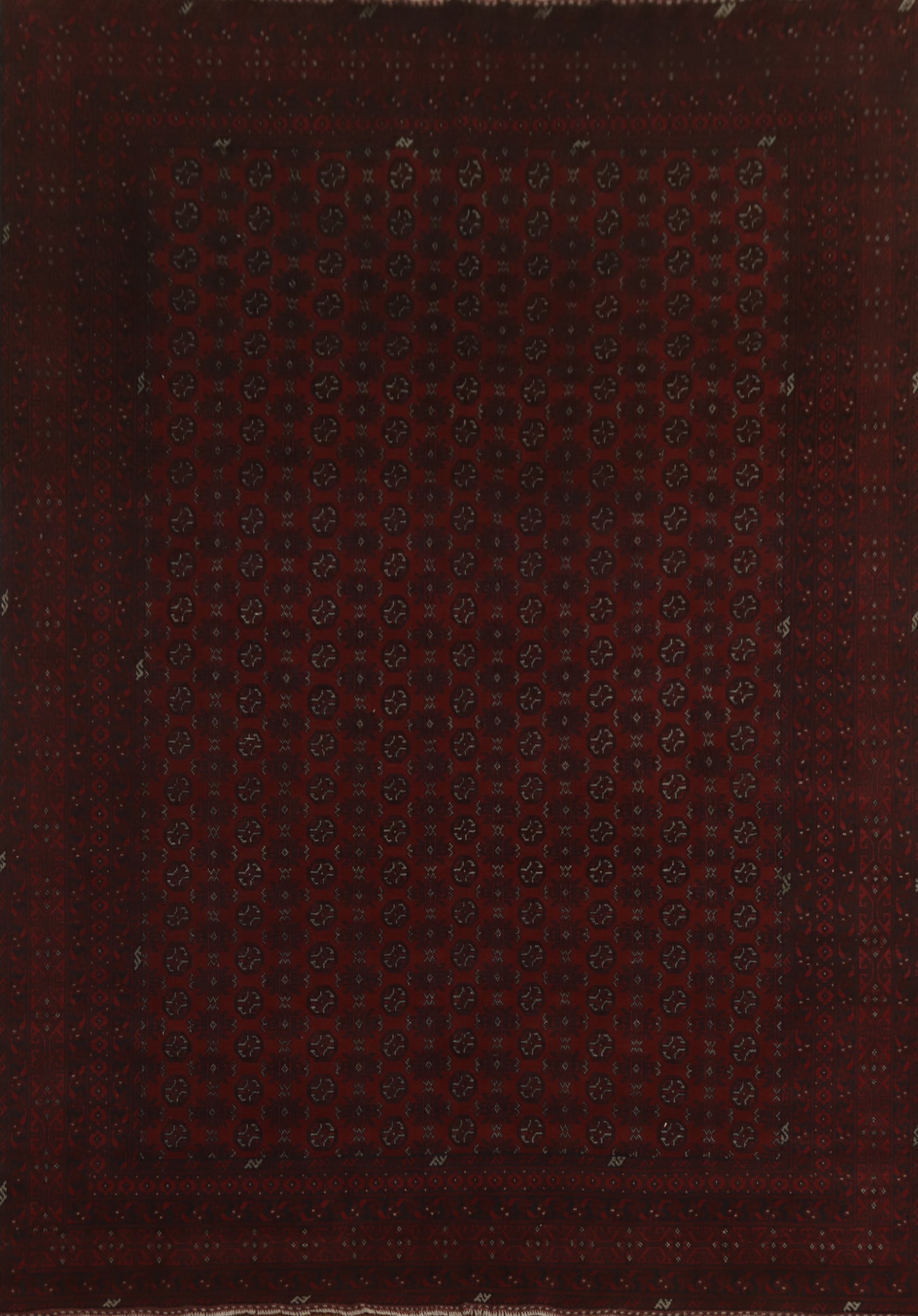 All-Over Geometric Red Balouch Afghan Area Rug 10x13