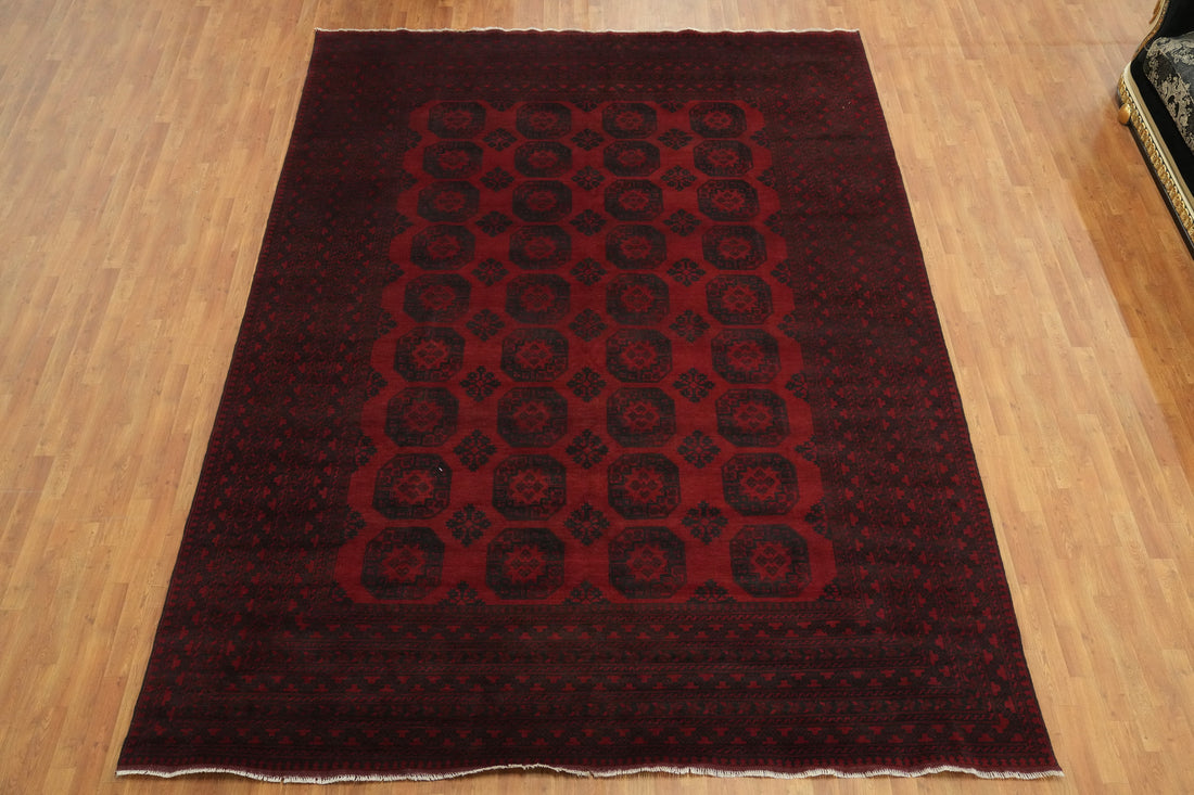 Elephant Foot Red Balouch Afghan Area Rug 10x13