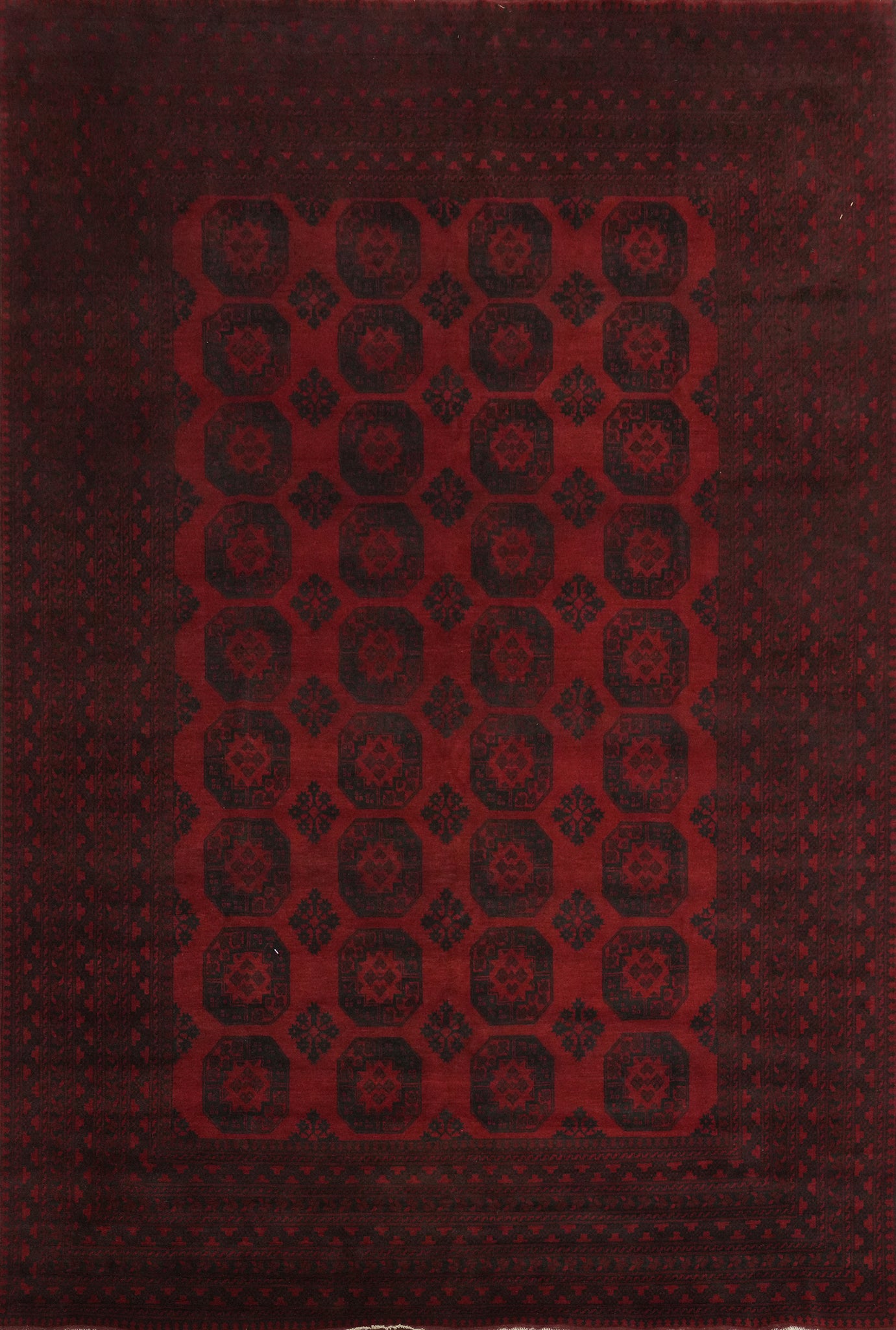 Elephant Foot Red Balouch Afghan Area Rug 10x13