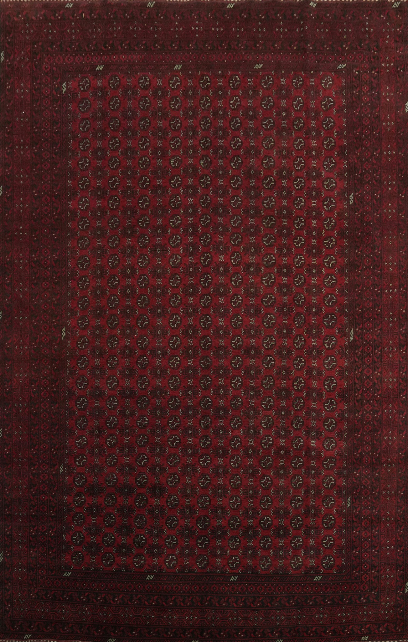 Geometric Wool Red Balouch Afghan Area Rug 10x13
