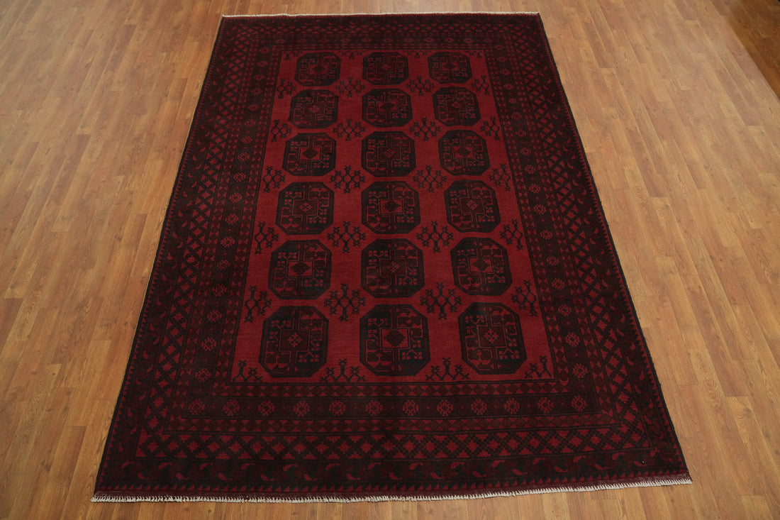 Elephant Foot Red Balouch Afghan Area Rug 7x9