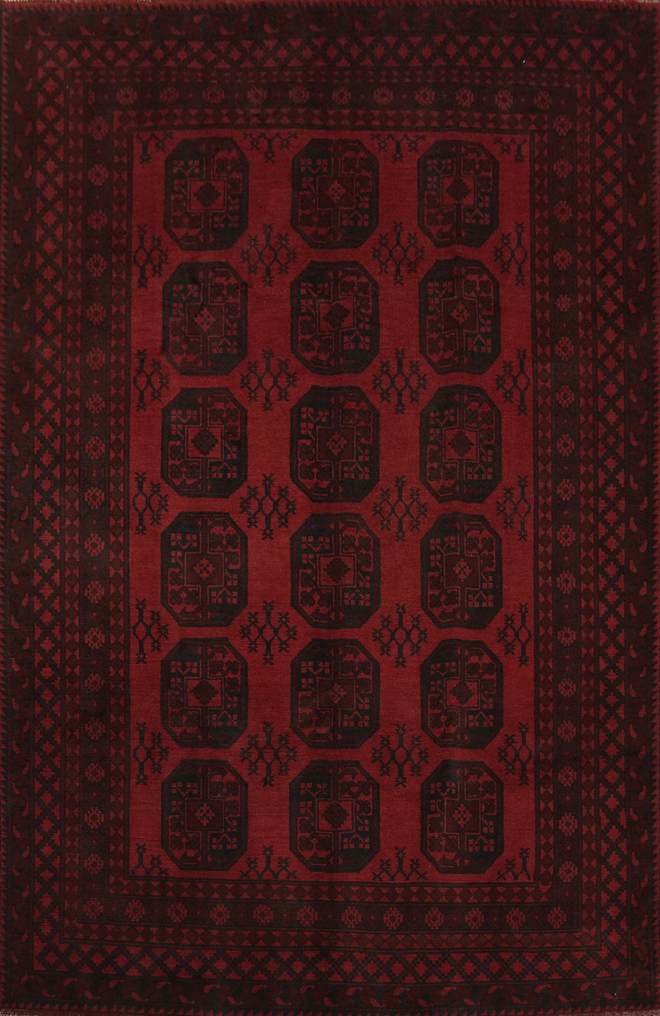 Elephant Foot Red Balouch Afghan Area Rug 7x9