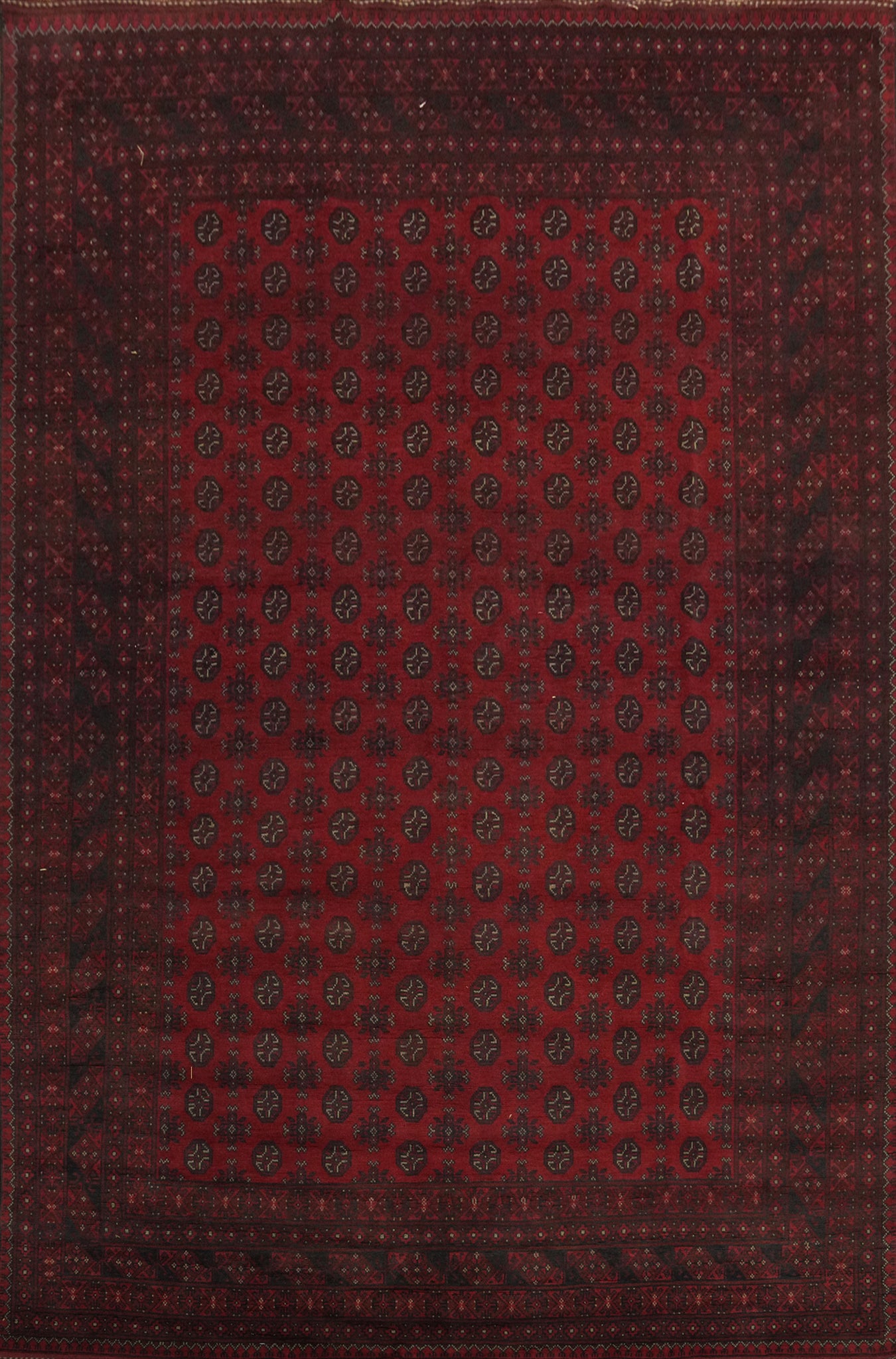 Geometric Wool Red Balouch Afghan Area Rug 10x13