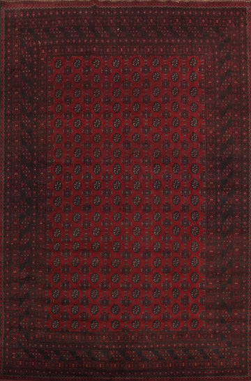 Geometric Wool Red Balouch Afghan Area Rug 10x13