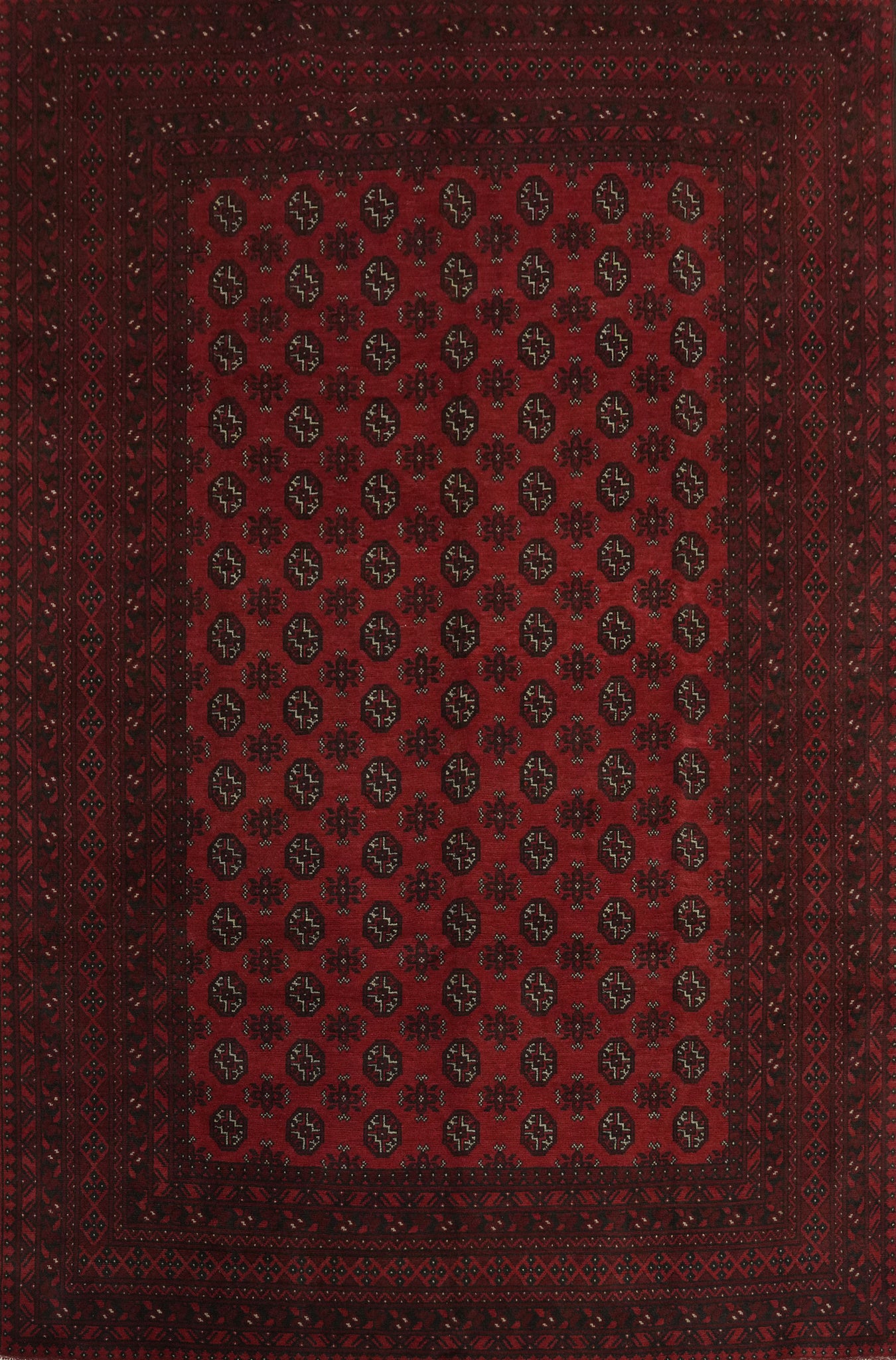 Geometric Wool Red Balouch Afghan Area Rug 8x11
