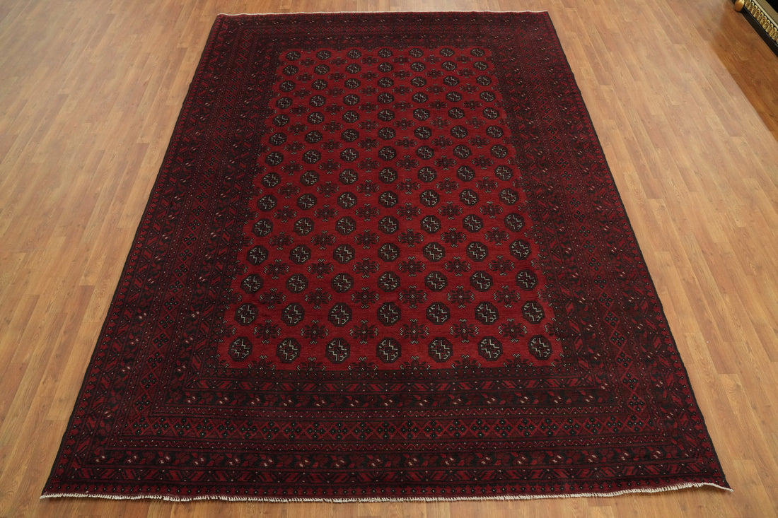 All-Over Red Wool Balouch Afghan Area Rug 8x11