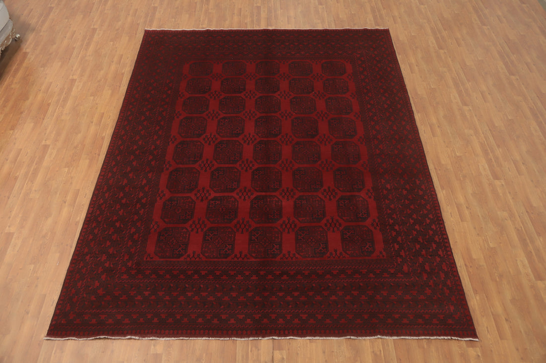 Elephant Foot Red Balouch Afghan Area Rug 10x13