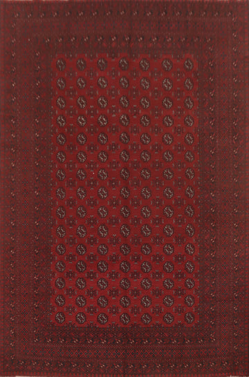 Geometric Red Balouch Afghan Area Rug 8x11