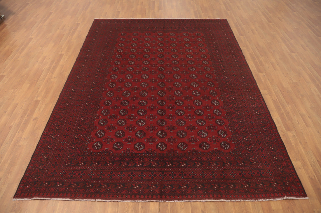 Geometric Red Balouch Afghan Area Rug 8x11