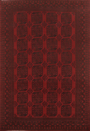 Elephant Foot Red Balouch Afghan Area Rug 8x11