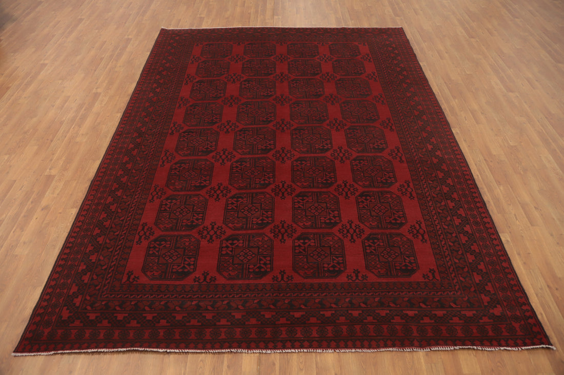 Elephant Foot Red Balouch Afghan Area Rug 8x11