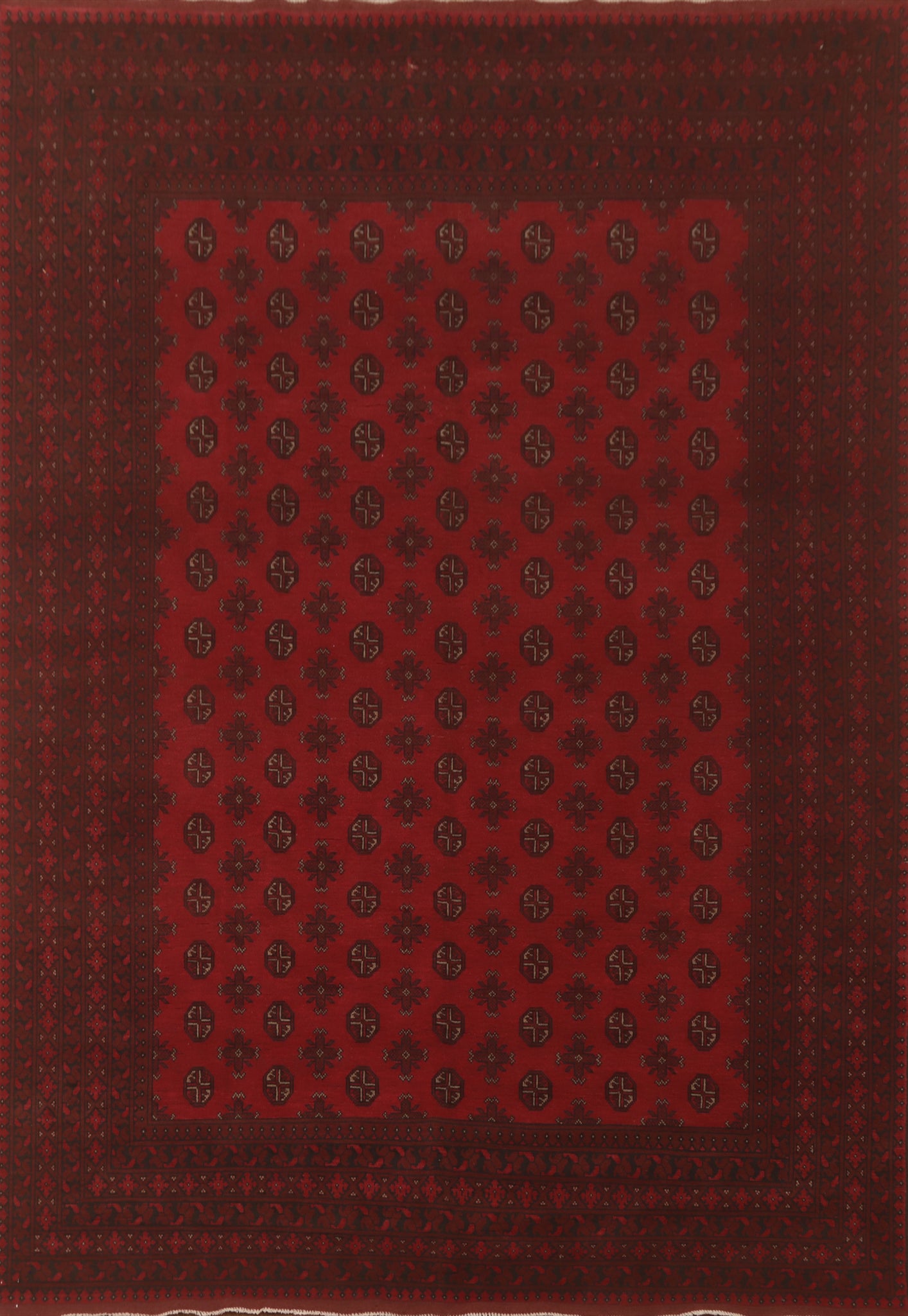 Red Geometric Balouch Afghan Area Rug 10x13