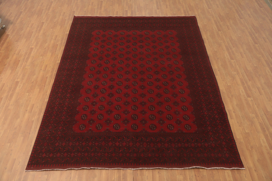 Red Geometric Balouch Afghan Area Rug 10x13