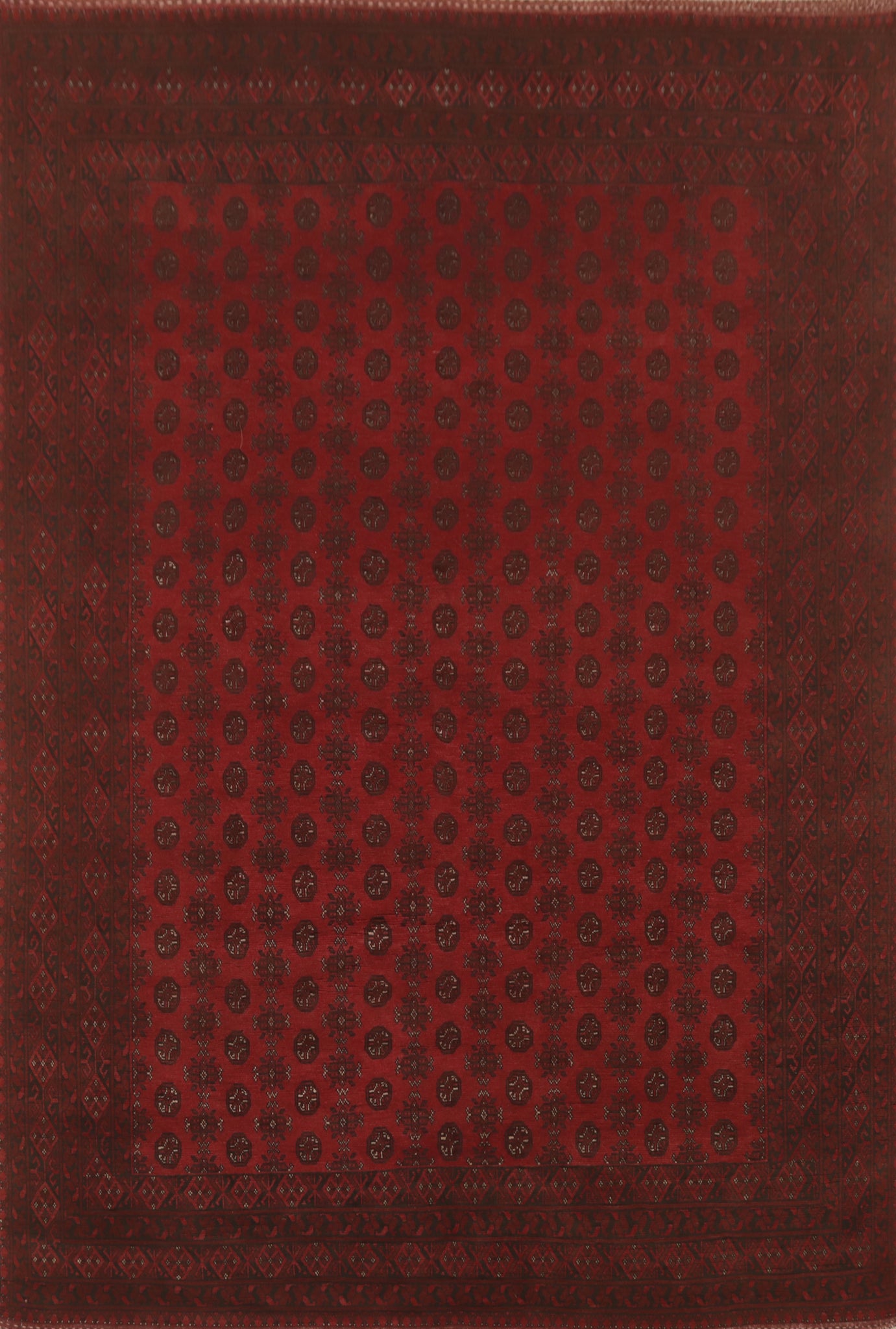 Red Geometric Balouch Afghan Area Rug 10x13
