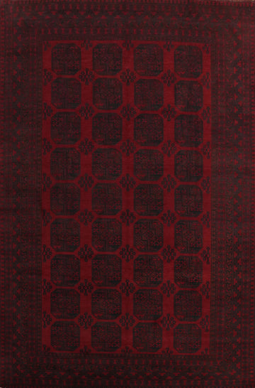 Elephant Foot Red Balouch Afghan Area Rug 8x11