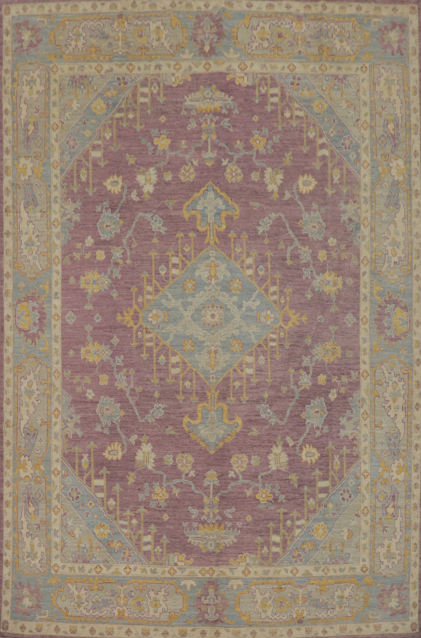 Vegetable Dye Wool Oushak Turkish Area Rug 9x12