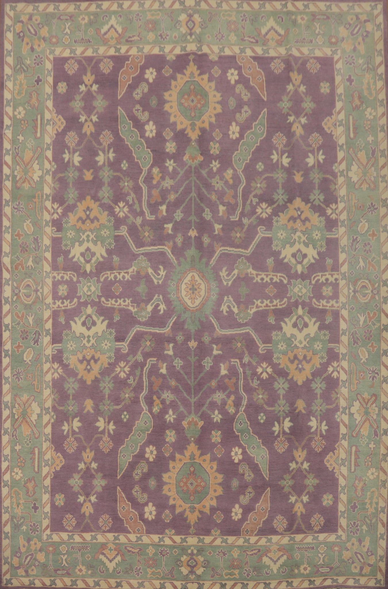 Vegetable Dye Wool Oushak Turkish Area Rug 9x12