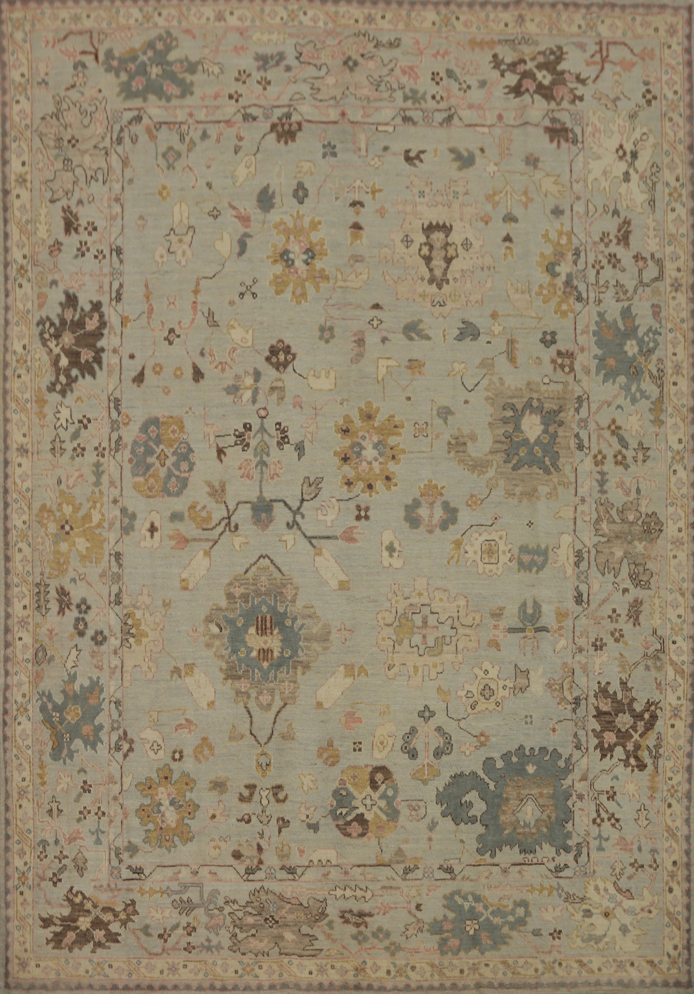 Vegetable Dye Wool Oushak Turkish Area Rug 8x10