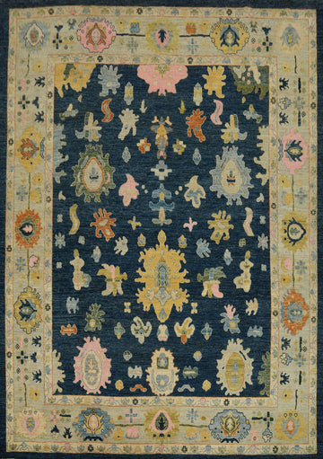 Handmade Blue Oushak Vegetable Dye Area Rug 8x10