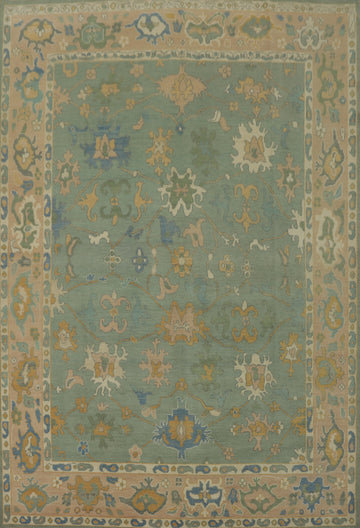 Vegetable Dye Green Oushak Turkish Area Rug 8x10