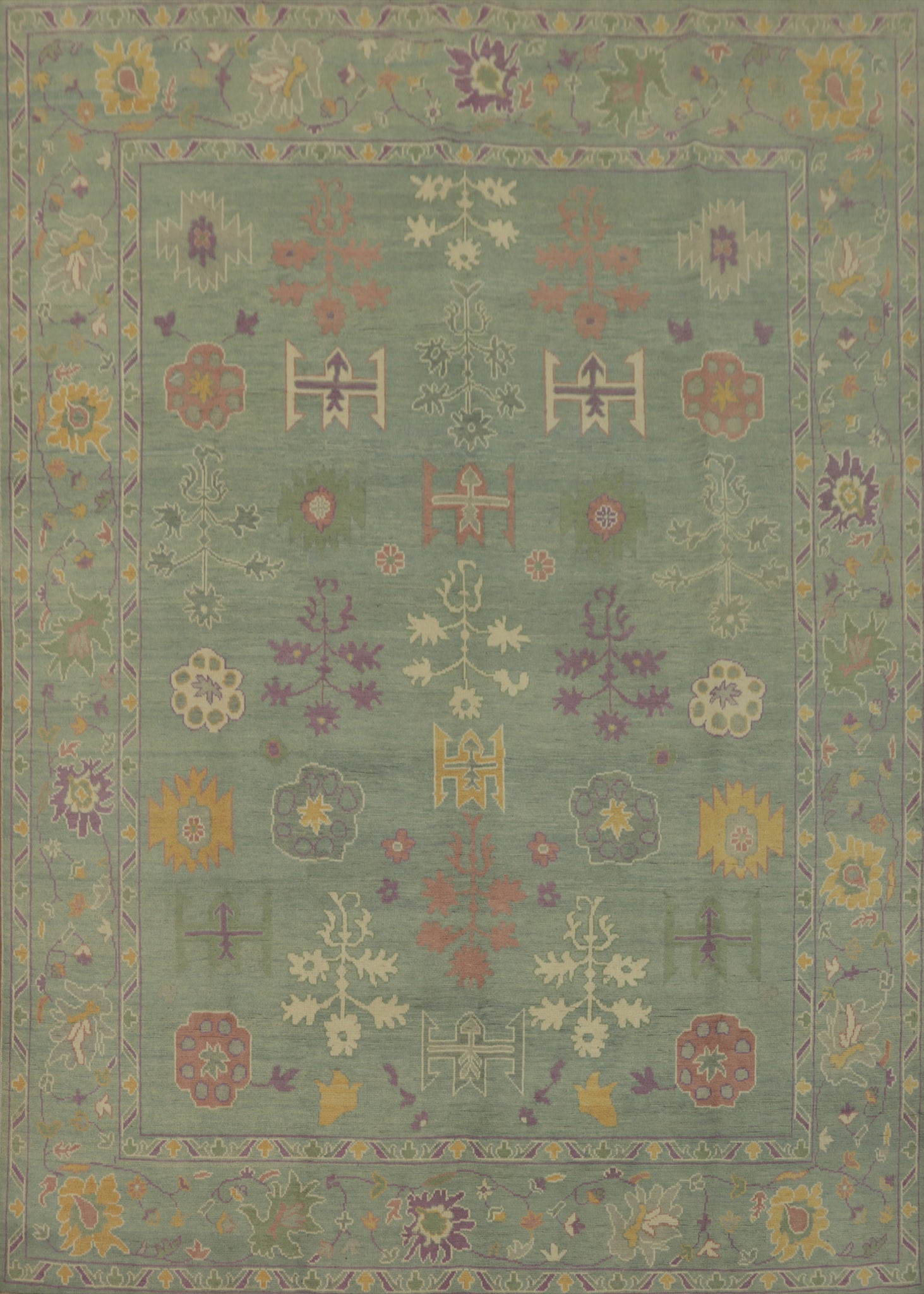 Handmade Green Oushak Vegetable Dye Area Rug 8x10