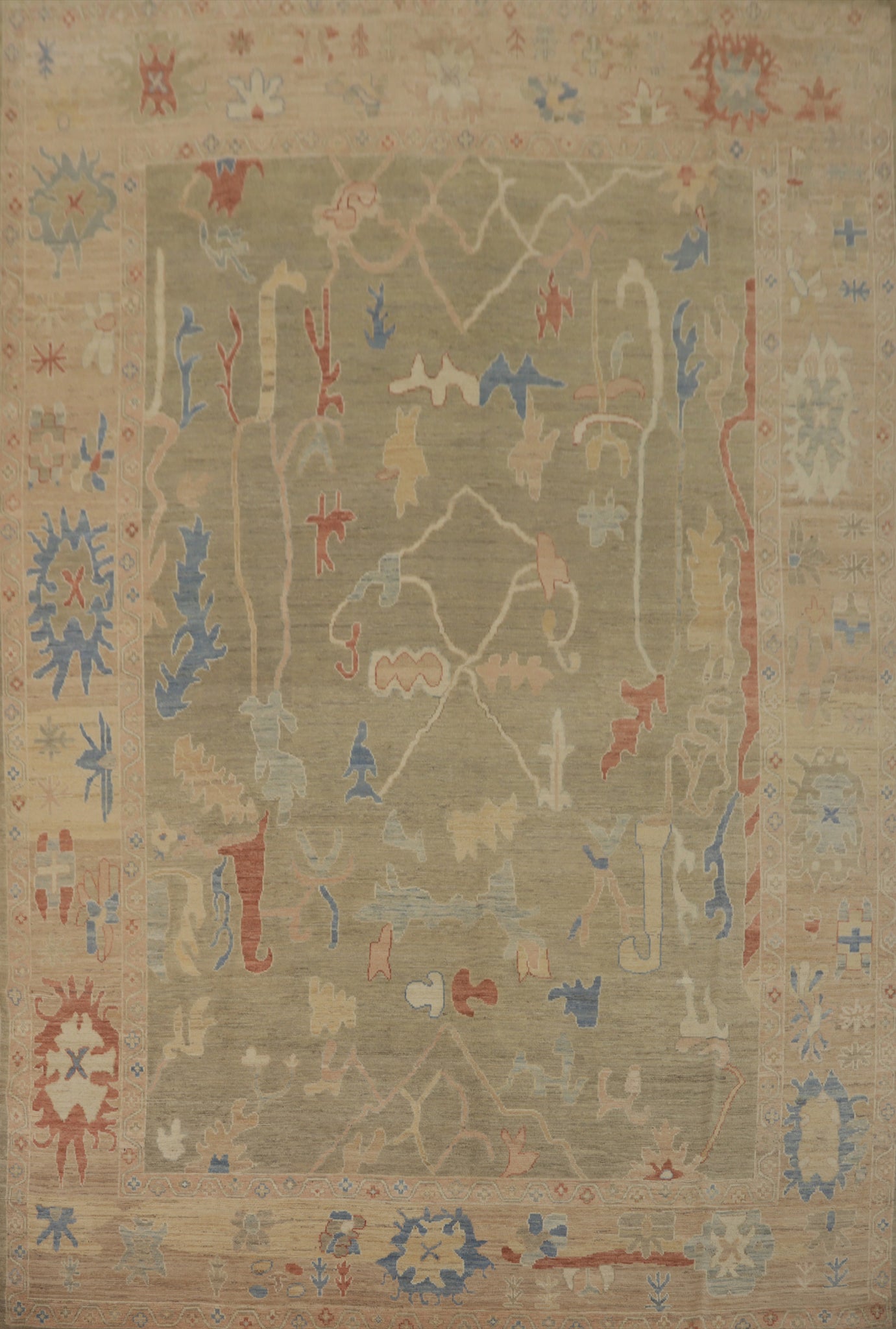 Vegetable Dye Wool Oushak Turkish Area Rug 9x12