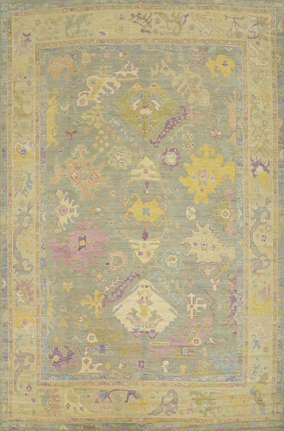 Vegetable Dye Wool Oushak Turkish Area Rug 9x12