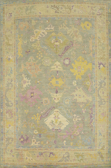 Vegetable Dye Wool Oushak Turkish Area Rug 9x12